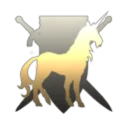 Unicorn Infront of Shield with Swords Corporation